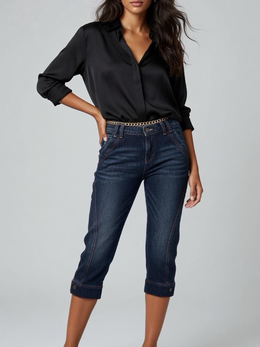 Just Cavalli Dark Indigo Cropped Capri Jeans size 29